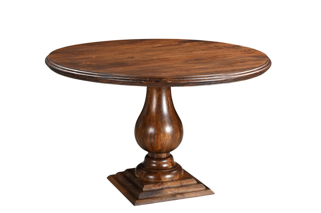 48" Solid Wood Pedestal Base Round Top Dining Room Table - Brown