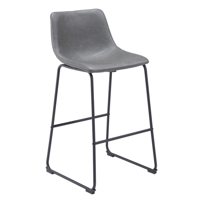 29" Faux Leather And Steel Counter Height Bar Chairs (Set of 2) - Charcoal And Black