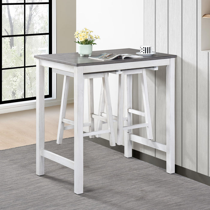 Giga 3-piece counter height dining room set with two chairs and a table, featuring modern design and wooden finish.