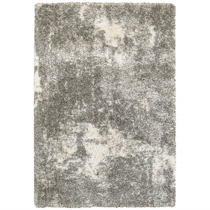 8' x 11' Distressed Abstract Area Rug - Gray And Ivory