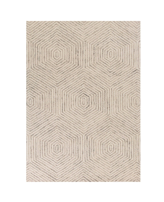 8' x 10' Wool Geometric Hand Tufted Area Rug - Ivory And Gray