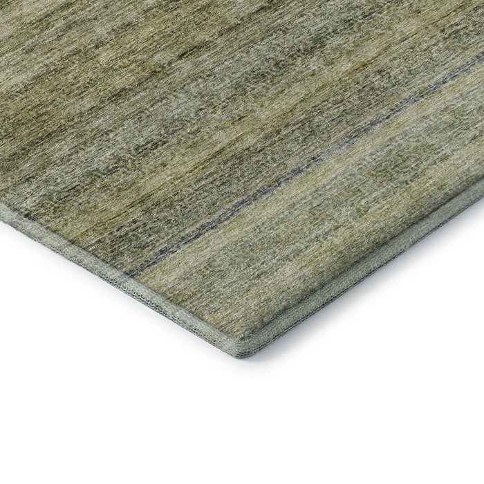 10' X 14' Striped Washable Area Rug With UV Protection (688039) - Artichoke Green / Gray / Beige