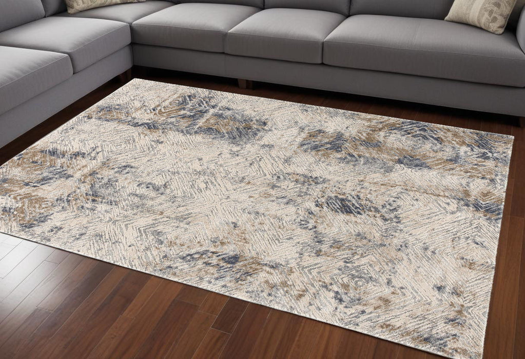 9' x 12' Abstract Distressed Area Rug - Blue And Ivory