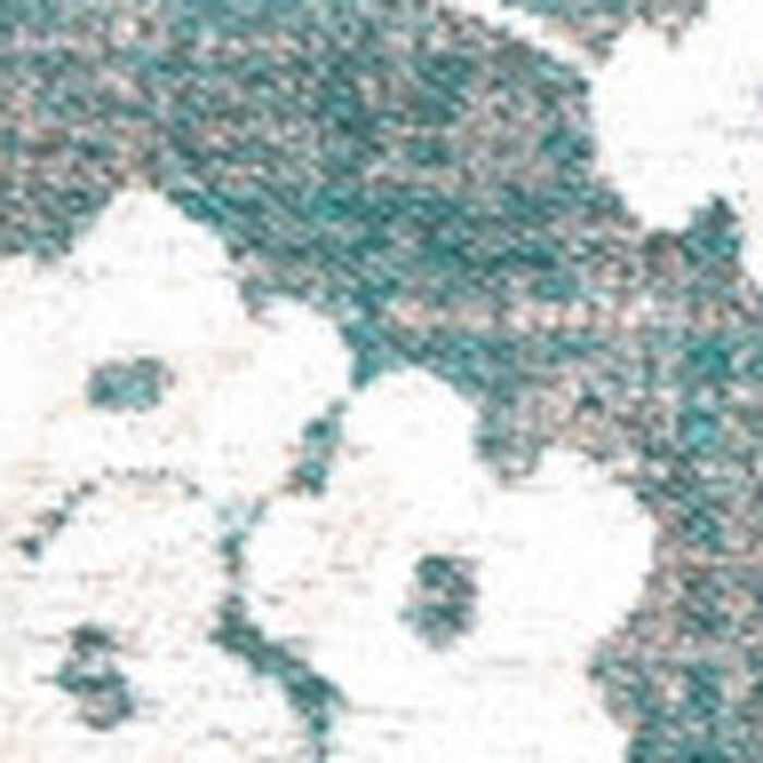 8' Oriental Washable Round Rug With UV Protection (609912) - Blue / White