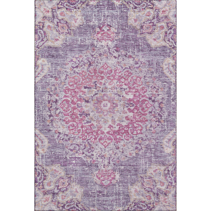 10' X 14' Floral Washable Area Rug With UV Protection (692244) - Purple / Beige / Ivory