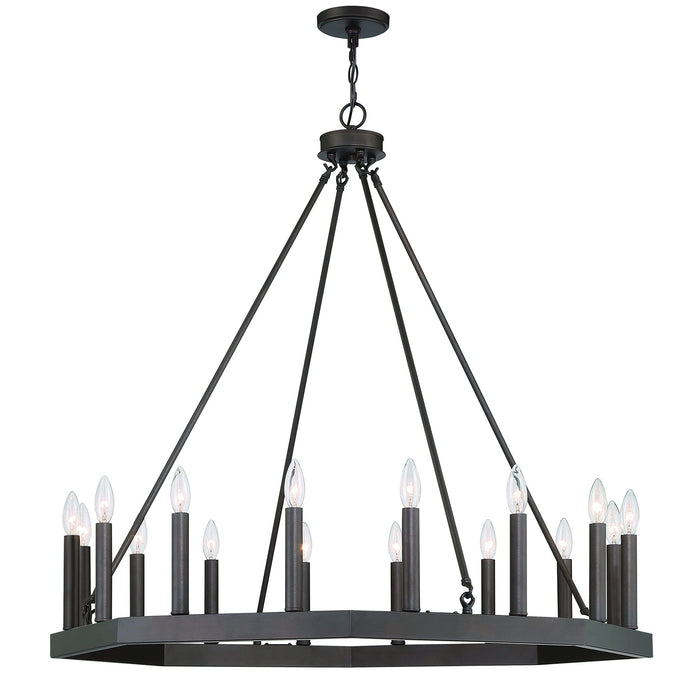 40" Candle Style Multi Light Metal Dimmable Chandelier - Black