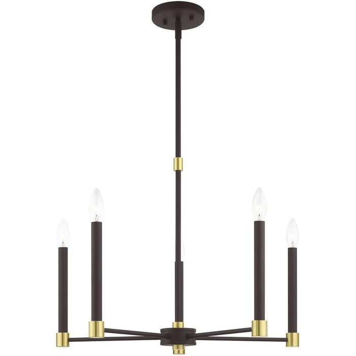 20'' Five-Light Dimmable Chandelier With Shades - Bronze