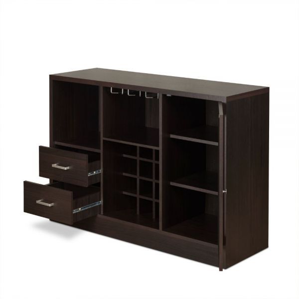 Solid Wood Frame With Five Shelves And Two Drawers - Espresso