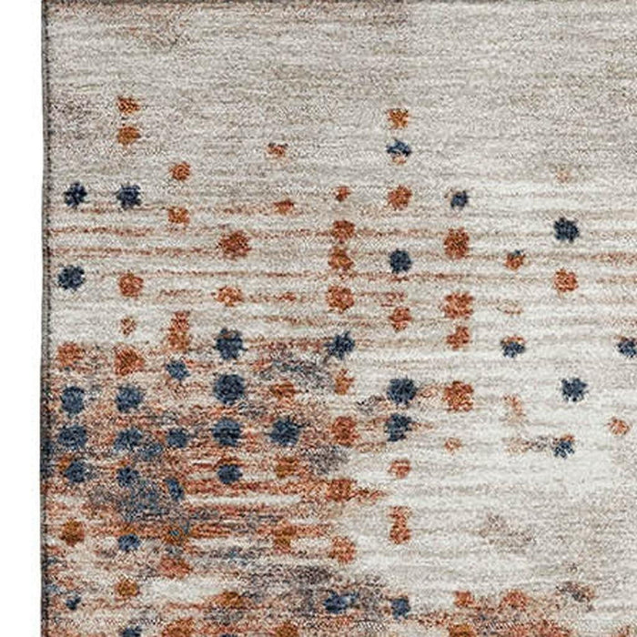 10' X 14' Geometric Washable Area Rug With UV Protection (710444) - Linen / Blue