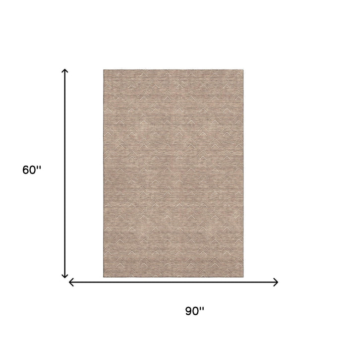 10' X 14' Abstract Geometric Washable Area Rug With UV Protection (672356) - Rust / Ivory