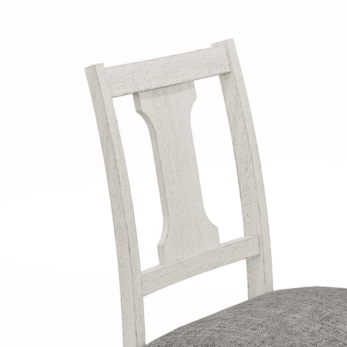 Set of two Giga Tannen dining side chairs in white and gray with modern design and cushioned seats, ideal for dining rooms.