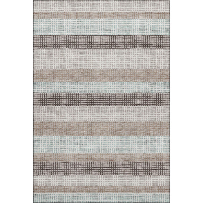 10' X 14' Striped Washable Area Rug With UV Protection (710801) - Taupe / Ivory / Brown