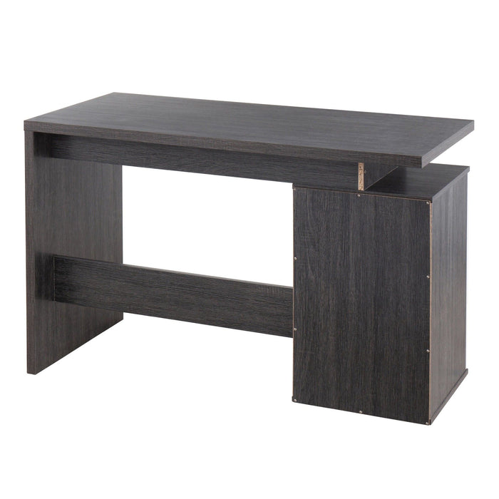 Quinn - Desk - Charcoal Wood With White Wood Drawers
