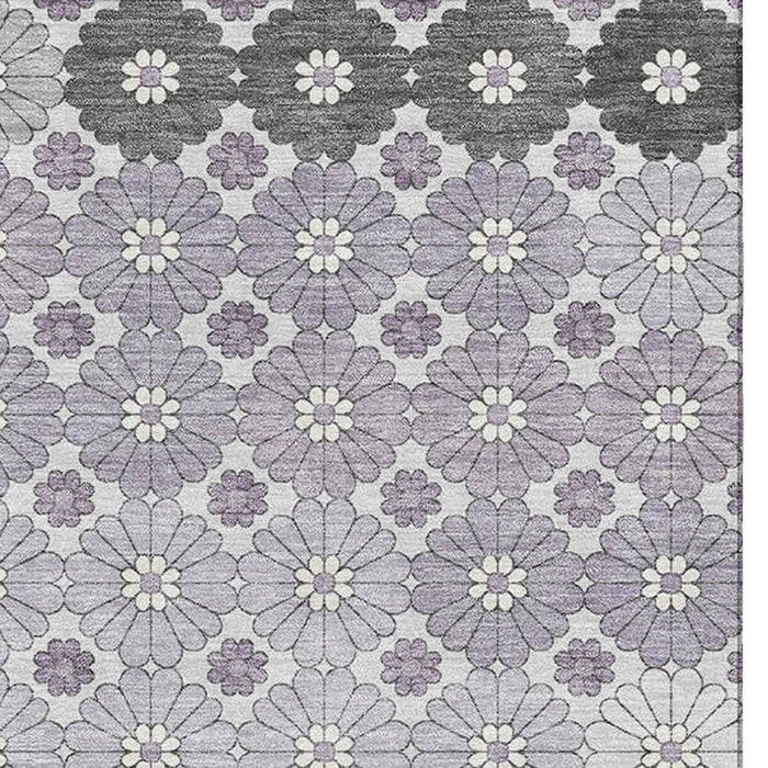 10' X 14' Geometric Washable Area Rug With UV Protection (696872) - Lavender / Gray / Silver