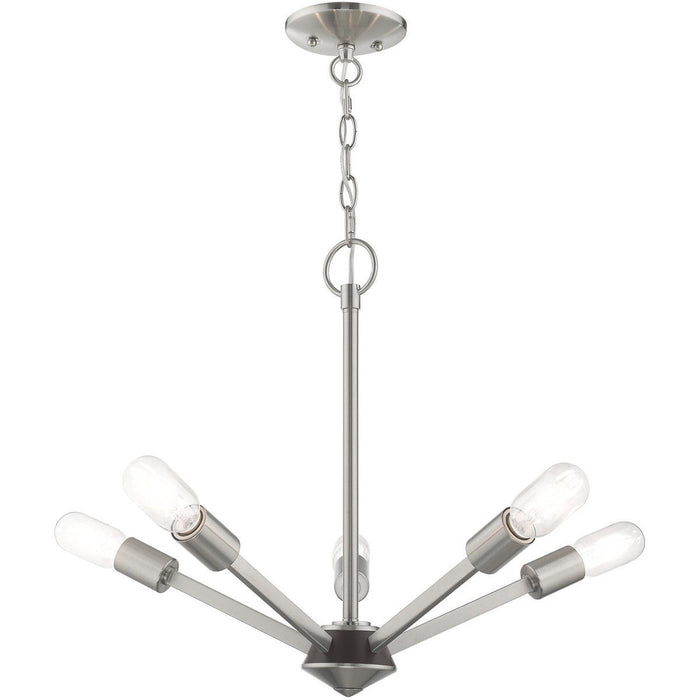 Five-Light 18'' Dimmable Chandelier With Shades - Nickel