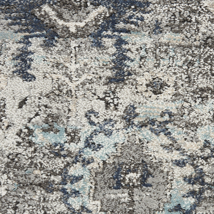 8' X 10' Floral Power Loom Distressed Area Rug - Gray