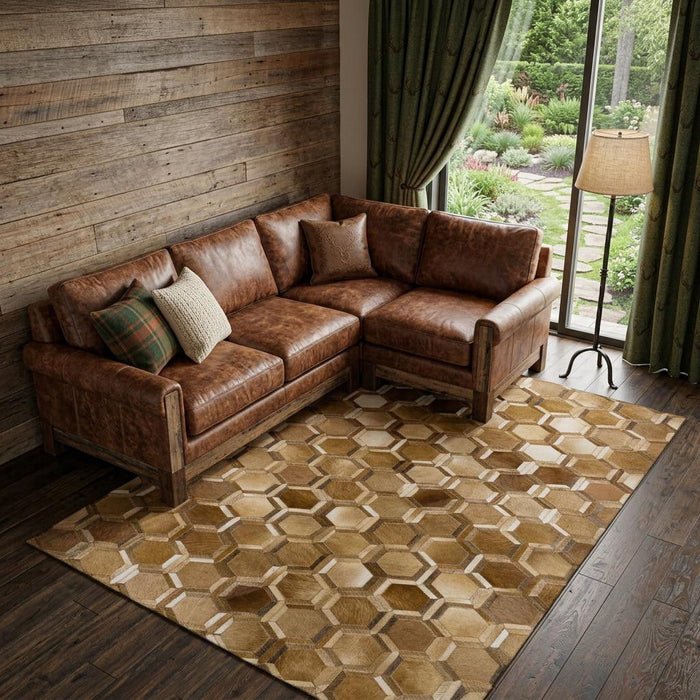 10' X 14' Geometric Washable Area Rug With UV Protection (644640) - Brown / Ivory / Beige