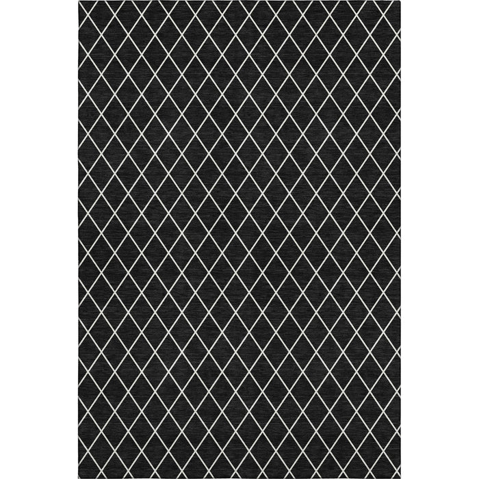 10' X 14' Geometric Washable Area Rug With UV Protection (674065) - Black / Ivory