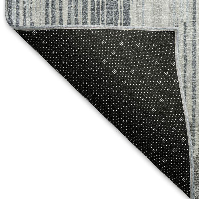 10' X 14' Striped Washable Area Rug With UV Protection (671024) - Gray / Silver