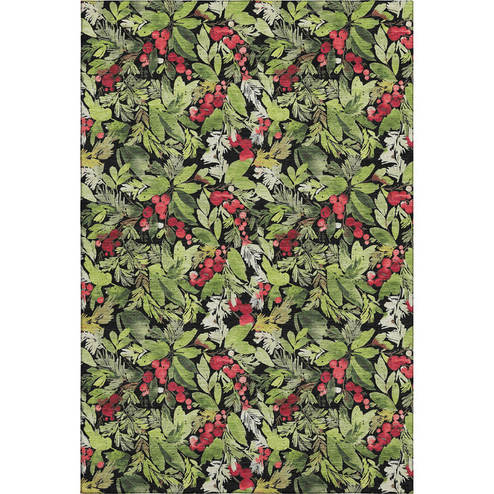 10' X 14' Abstract Geometric Washable Area Rug With UV Protection (701870) - Black / Red / Green