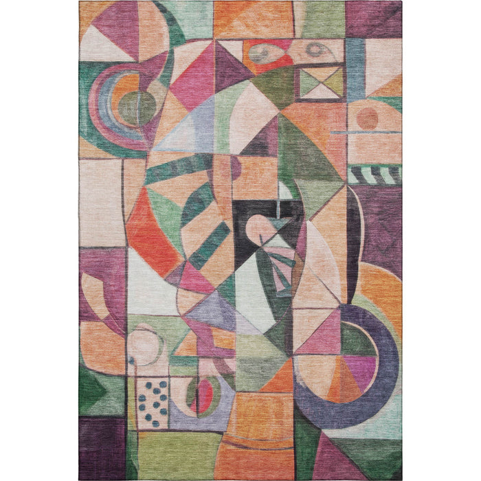 10' X 14' Abstract Washable Area Rug With UV Protection (700421) - Orange / Pink / Ivory