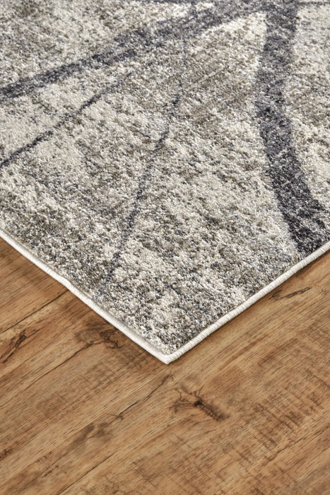 7' x 10' Abstract Stain Resistant Area Rug - Taupe Gray And Ivory