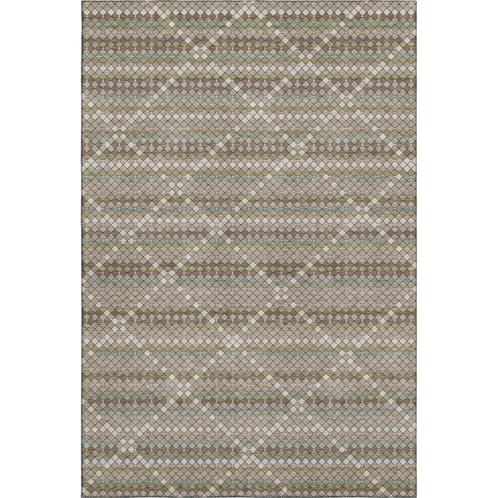 10' X 14' Geometric Washable Area Rug With UV Protection (693708) - Taupe / Brown / Ivory
