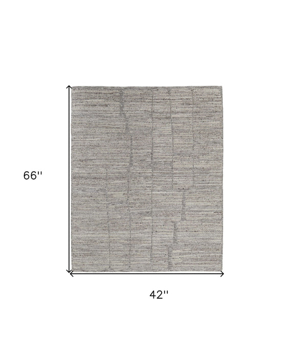 4' x 6' Abstract Hand Woven Worn Faded Area Rug - Taupe And Gray
