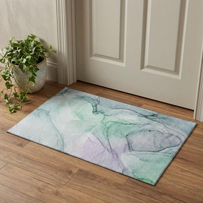 3' X 5' Abstract Washable Area Rug With UV Protection (646609) - Blue / Green