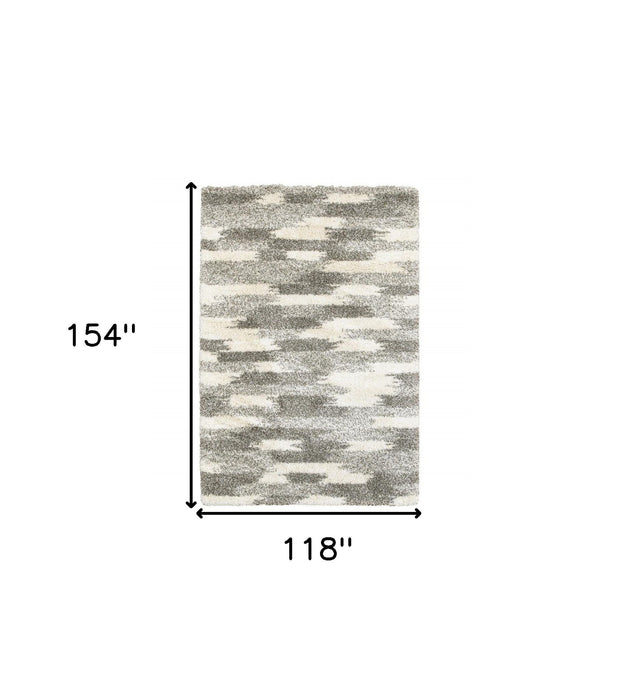 10' x 13' Geometric Pattern Area Rug - Gray And Ivory