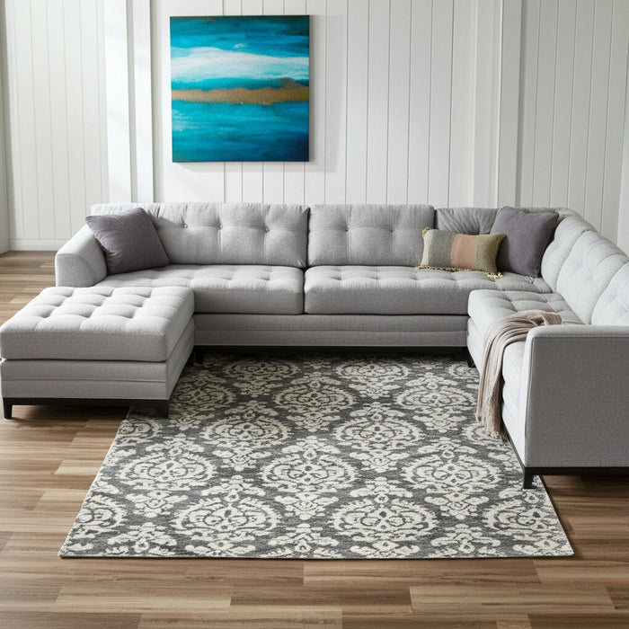 10' X 14' Floral Hand Tufted Area Rug - Gray