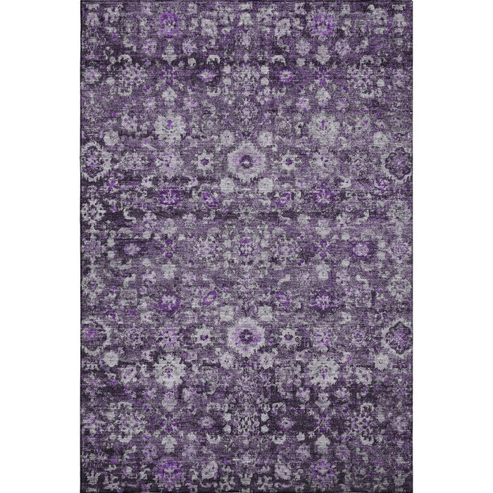 10' X 14' Oriental Washable Area Rug With UV Protection (653791) - Purple / Ivory