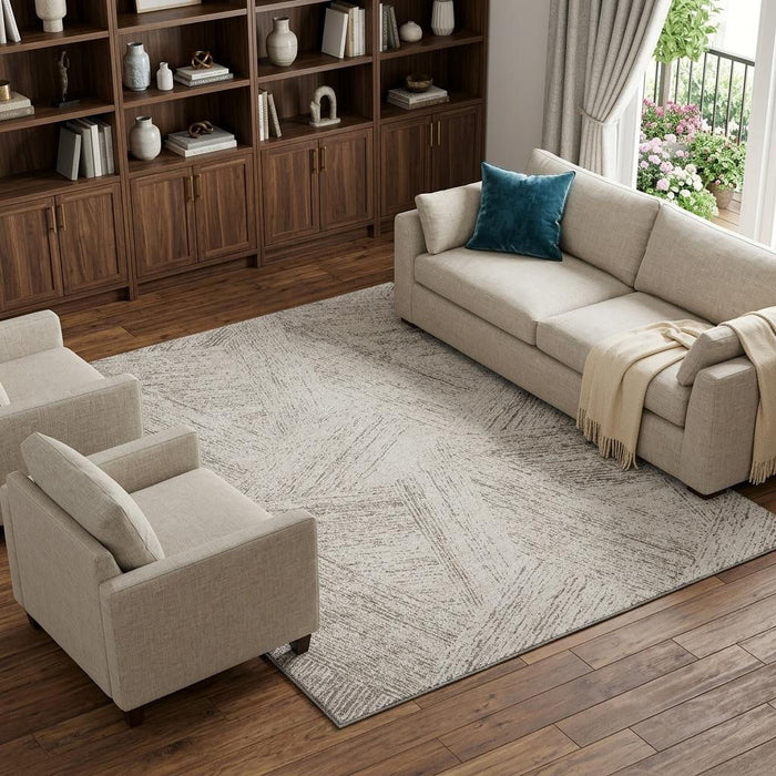 10' X 14' Abstract Washable Area Rug With UV Protection (678125) - Beige / Brown