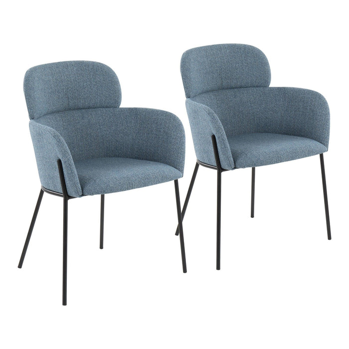 Milan - Contemporary Chair (Set of 2) - Black Metal And Blue Noise Fabric