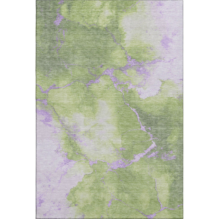 10' X 14' Abstract Washable Area Rug With UV Protection (701491) - Artichoke Green / Lavender