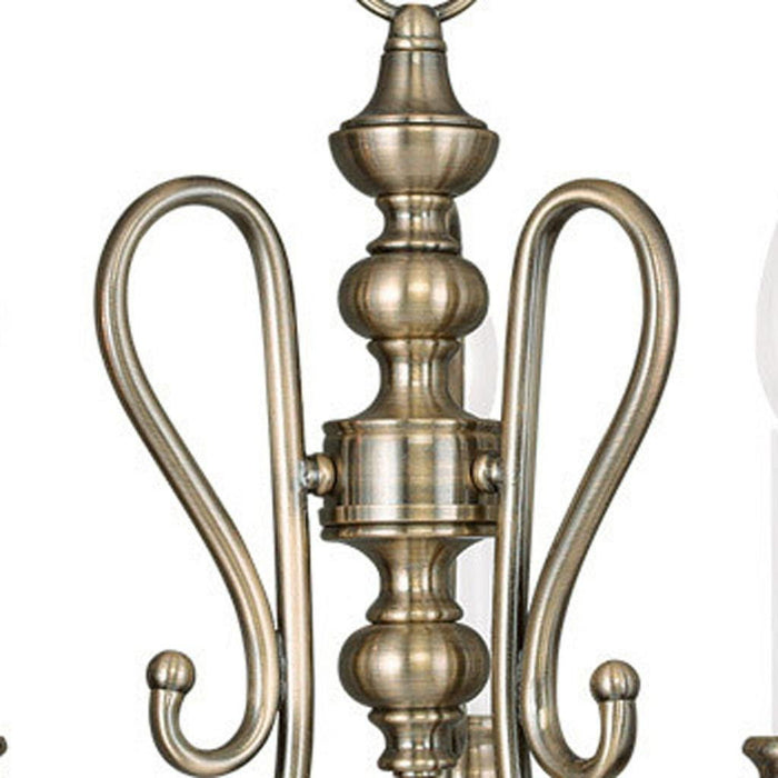 Three Light Metal Dimmable Chandelier With Shades - Antiqued Brass