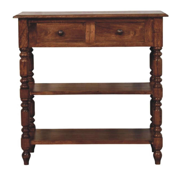 End Table With Two Drawers Two Shelves - Brown