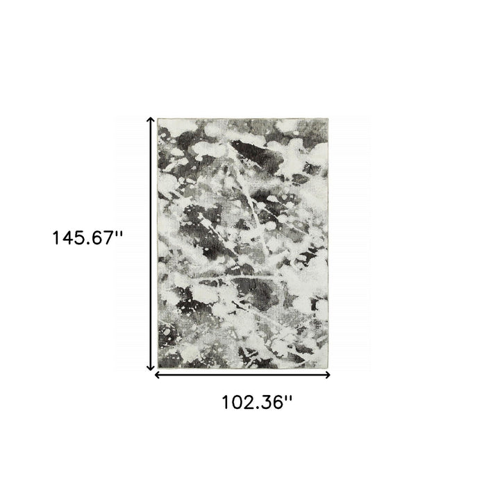 9' x 12' Abstract Power Loom Area Rug - Gray And White
