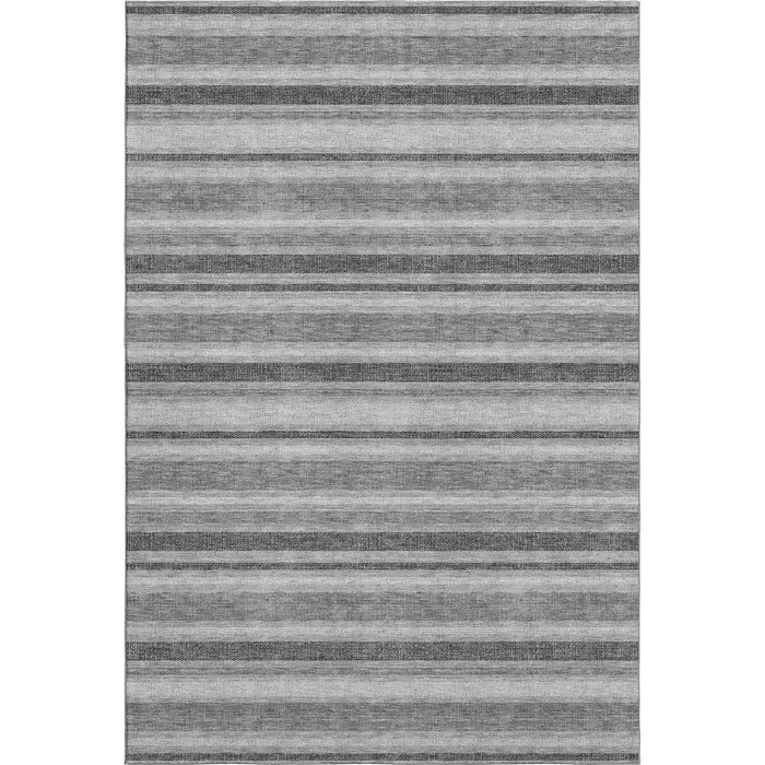 10' X 14' Striped Washable Area Rug With UV Protection (647872) - Silver / Gray