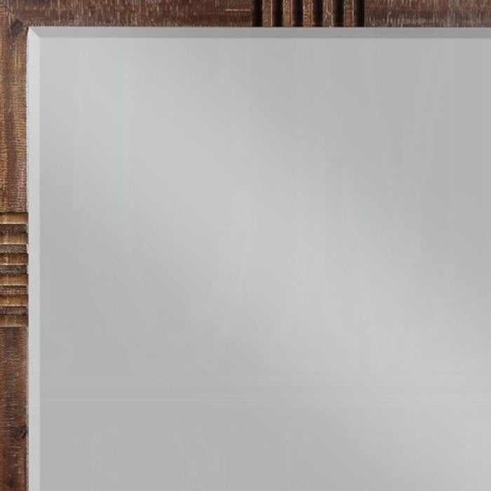 Oak Reclaimed Rectangular Mirror - Dark Brown