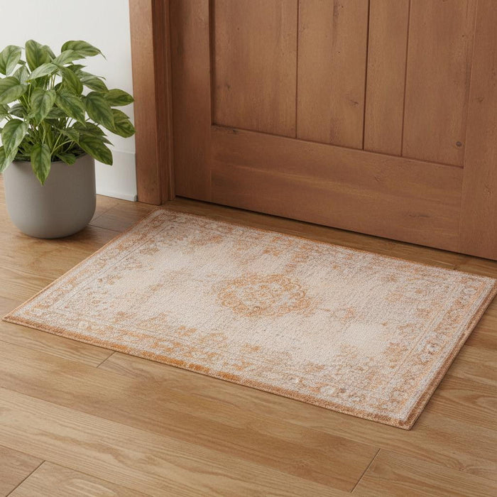 3' X 5' Medallion Washable Area Rug (548586) - Orange / White