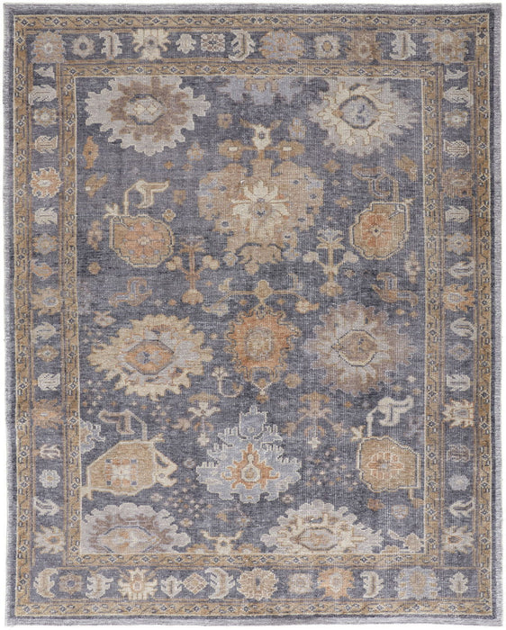 4' x 6' Oriental Hand Knotted Worn Faded Area Rug - Blue Gray And Tan