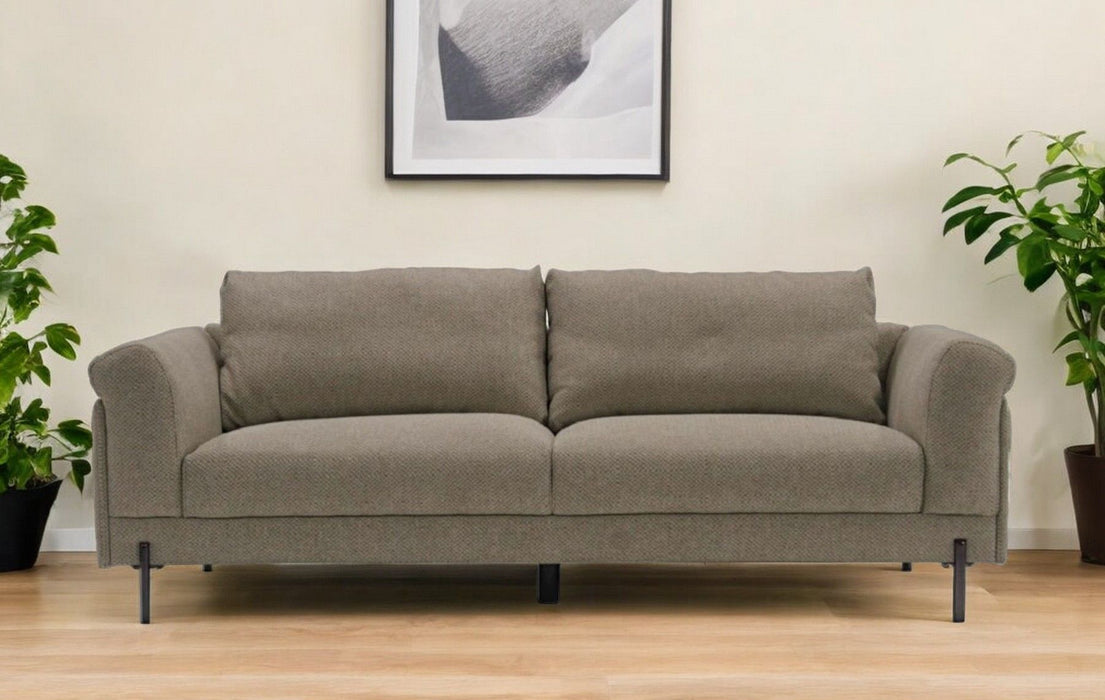 Contemporary Tan Sofa With Two Cushions - Dark Brown