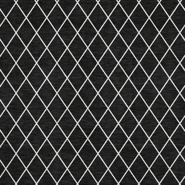 10' X 14' Geometric Washable Area Rug With UV Protection (674065) - Black / Ivory