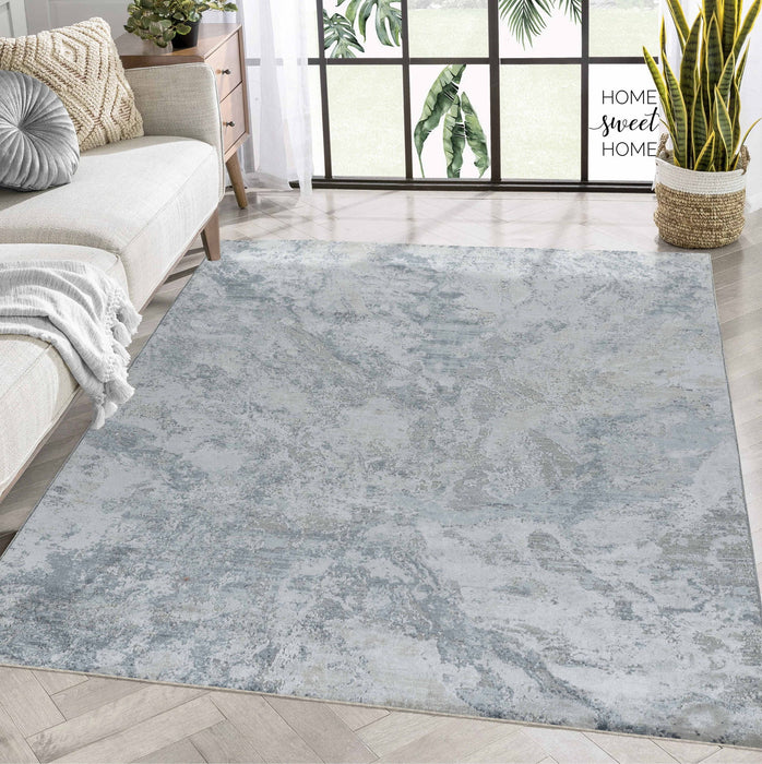 9' x 12' Abstract Power Loom Area Rug - Blue Gray