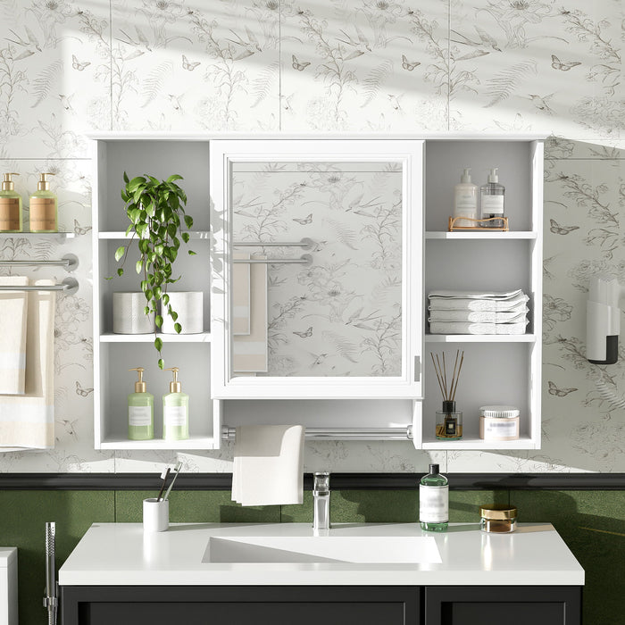 Giga 3-in-1 modern bathroom medicine cabinet with adjustable shelf, soft-close door, high-definition mirror, and towel bar.
