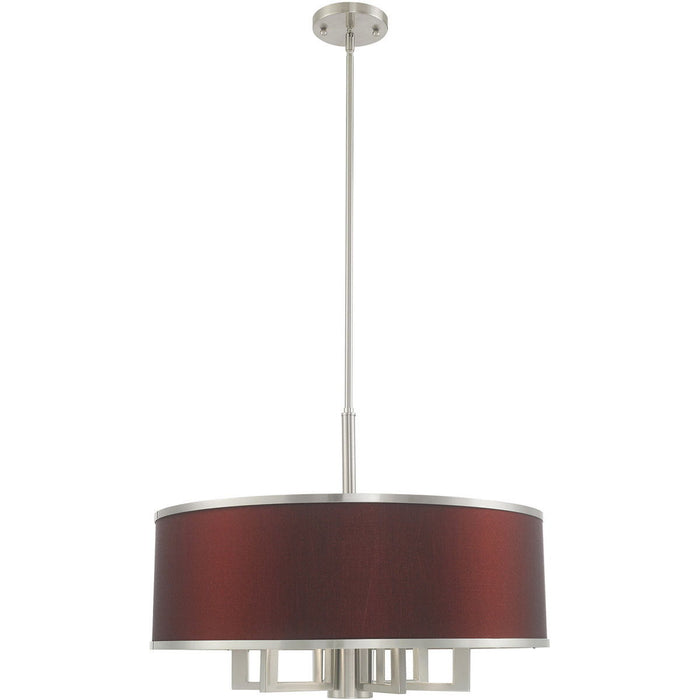 20" Seven-Light Dimmable Chandelier With Shades - Nickel