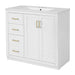 Giga bathroom vanity with sink, storage cabinet, three drawers, and soft-closing doors in a freestanding design