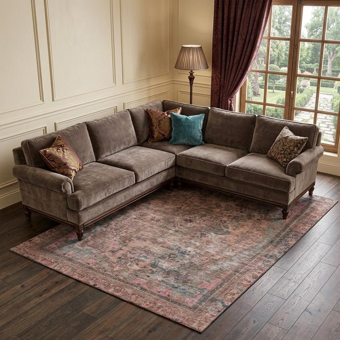 10' X 14' Floral Medallion Washable Area Rug With UV Protection (695912) - Pink / Gray / Blush