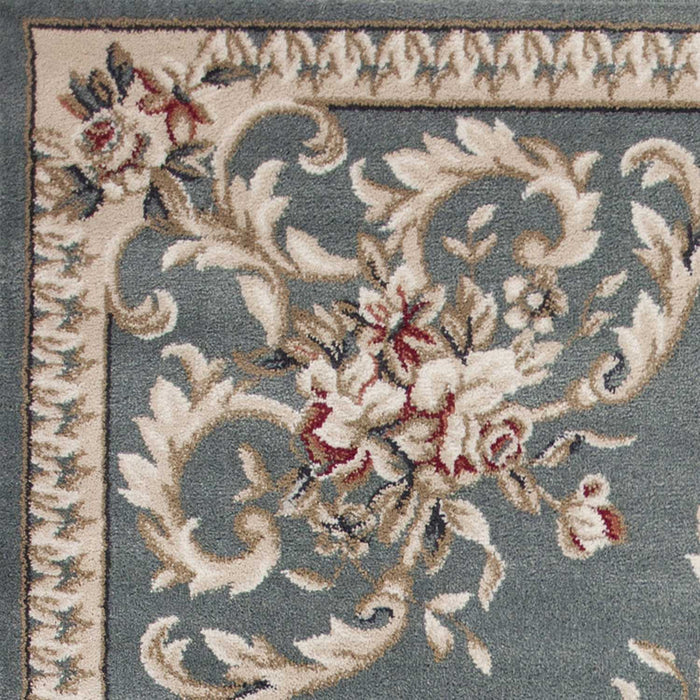 9' x 12' Floral Area Rug - Slate Blue And Ivory